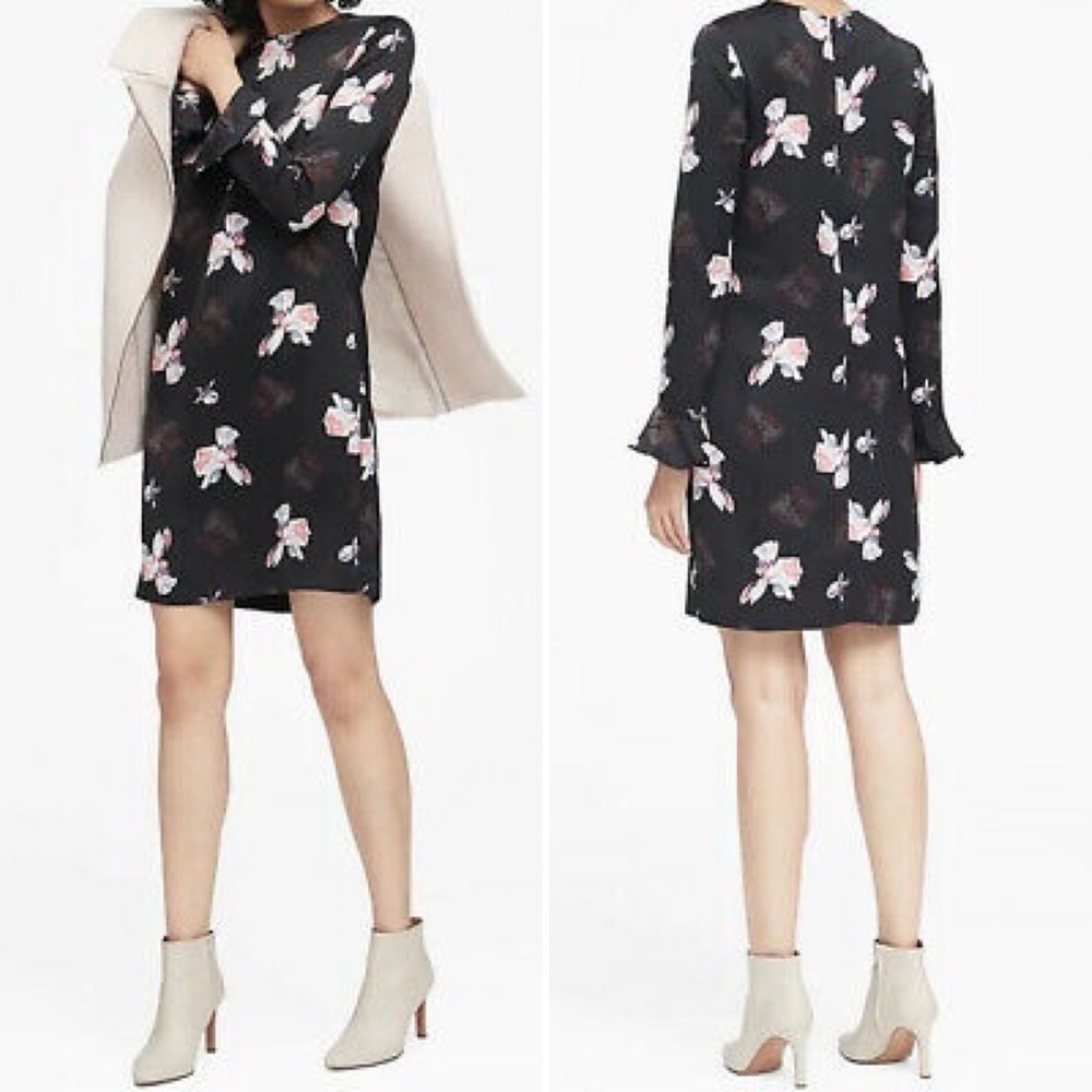 NEW Banana Republic Satin Floral Shift Dress